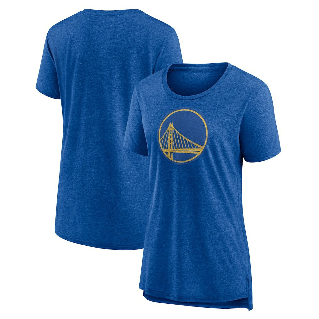Golden State Warriors Women's Distressed Logo Tri-Blend T-Shirt sale - Heather Royal discount