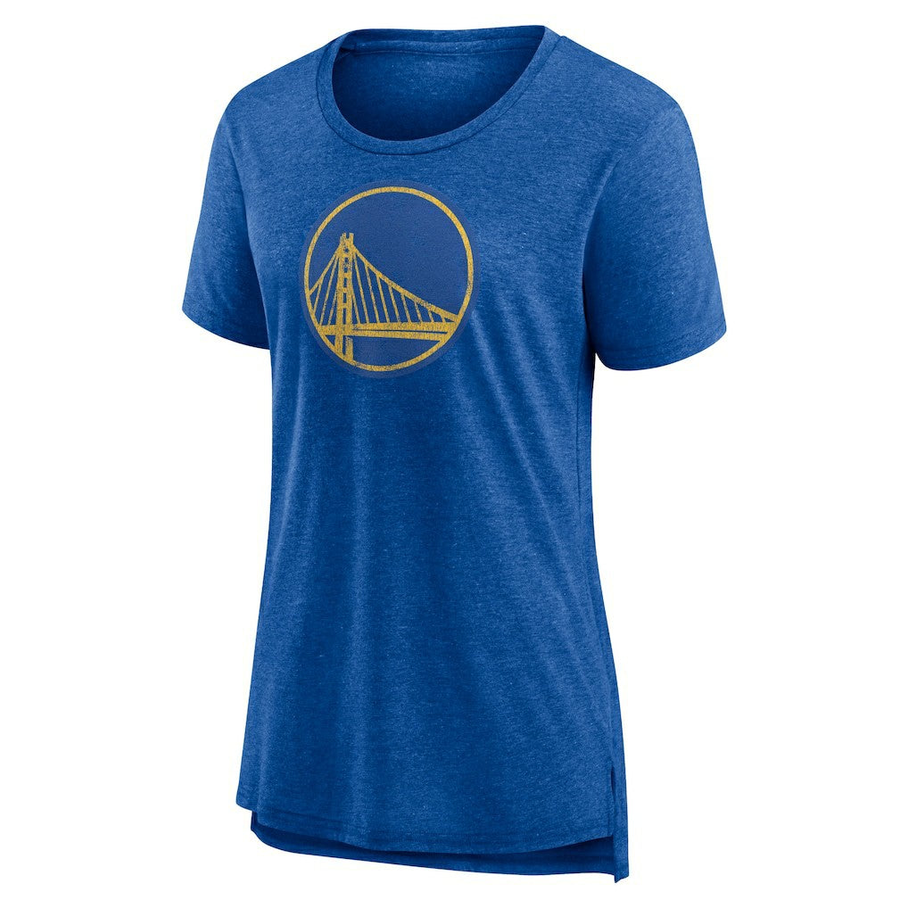 Golden State Warriors Women's Distressed Logo Tri-Blend T-Shirt sale - Heather Royal discount