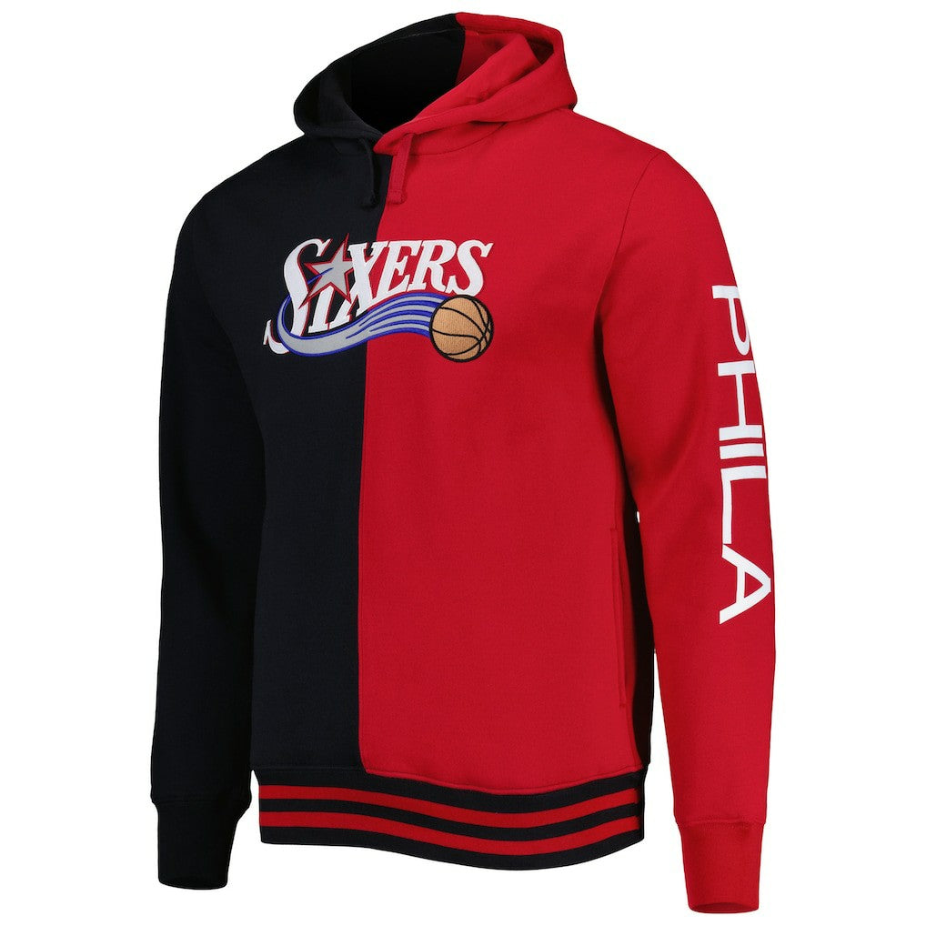 Philadelphia 76ers Big & Tall Hardwood Classics Split Pullover Hoodie - Black/Red discount