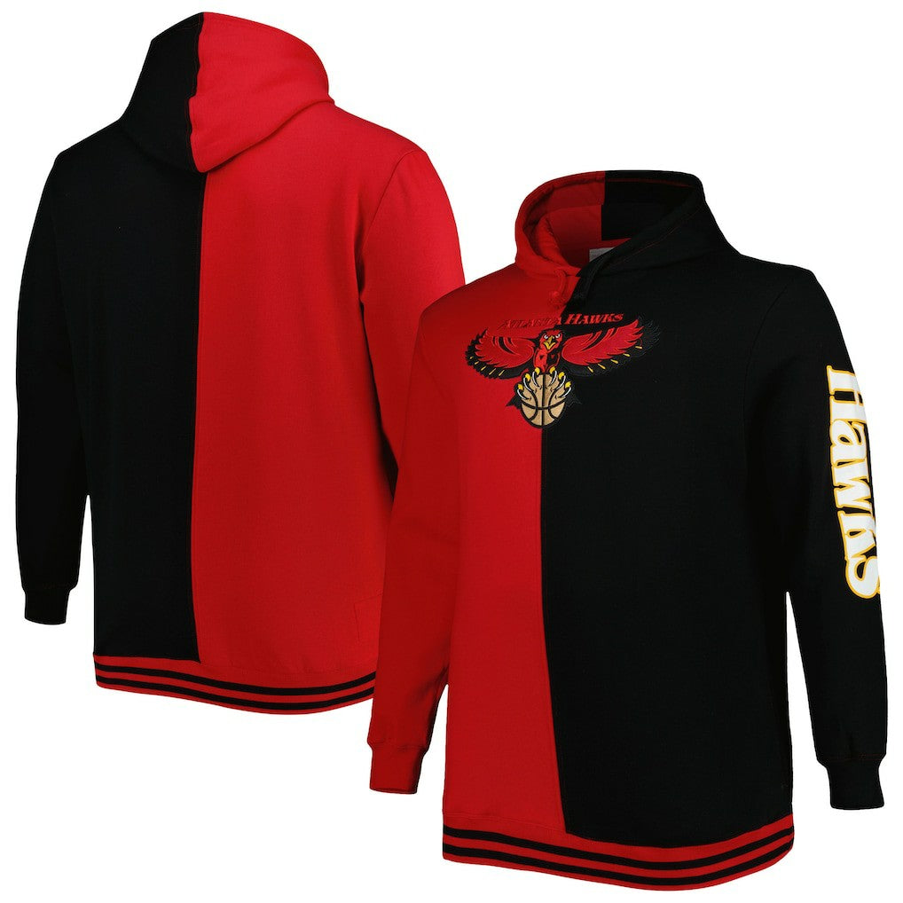 Atlanta Hawks Hardwood Classics Big & Tall Hardwood Classics Split Pullover Hoodie - Red/Black cheap