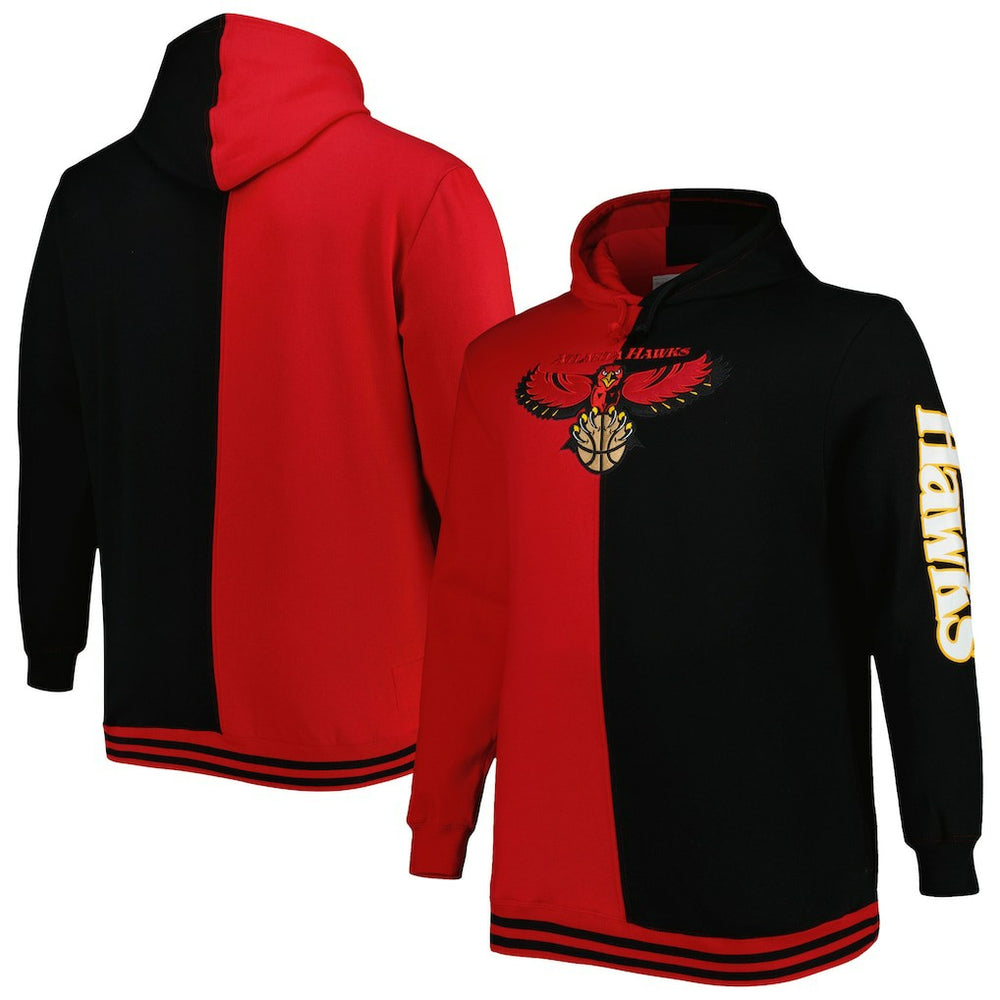 Atlanta Hawks Hardwood Classics Big & Tall Hardwood Classics Split Pullover Hoodie - Red/Black cheap