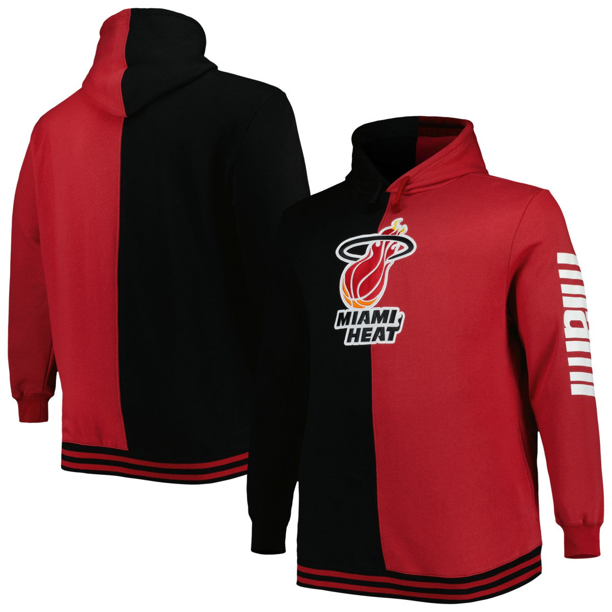 Miami Heat Hardwood Classics Big & Tall Hardwood Classics Split Pullover Hoodie - Black/Red sale