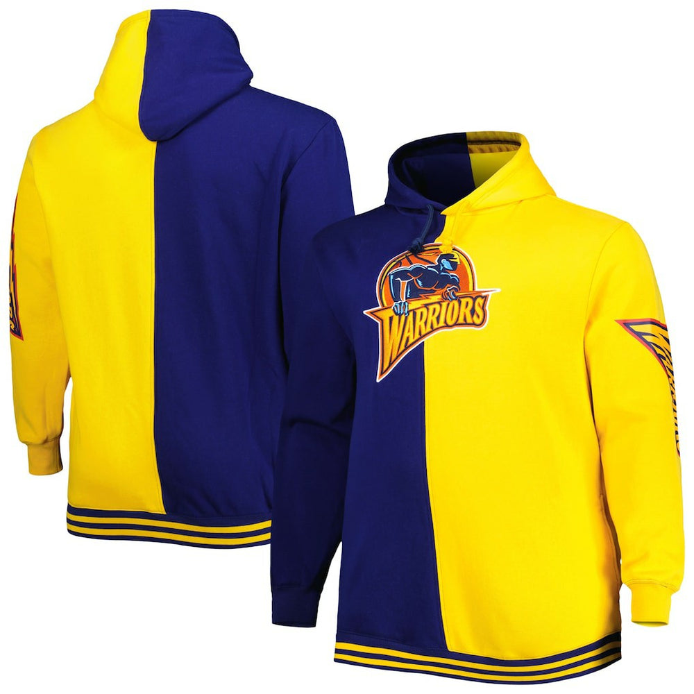 Golden State Warriors Big & Tall Hardwood Classics Split Pullover Hoodie sale - Navy/Gold discount
