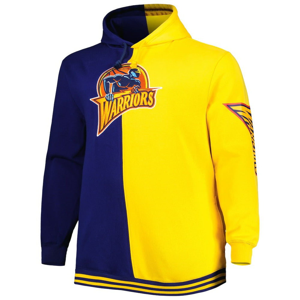 Golden State Warriors Big & Tall Hardwood Classics Split Pullover Hoodie sale - Navy/Gold discount
