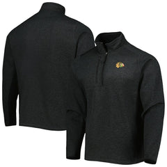 Chicago Blackhawks Antigua Course Quarter-Zip Jacket - Heathered Black Jackets
