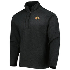 Chicago Blackhawks Antigua Course Quarter-Zip Jacket - Heathered Black Jackets