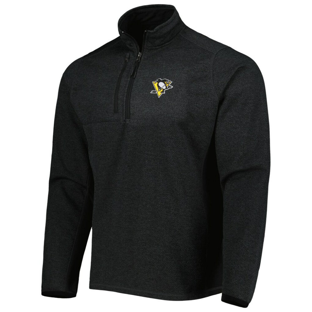 Pittsburgh Penguins Antigua Course Quarter-Zip Jacket - Heathered Black Jackets