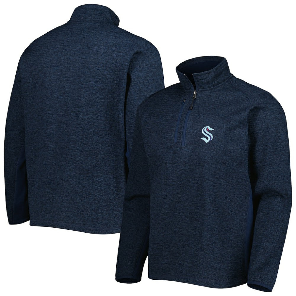 Seattle Kraken Antigua Course Quarter-Zip Jacket - Heathered Deep Sea Blue Jackets