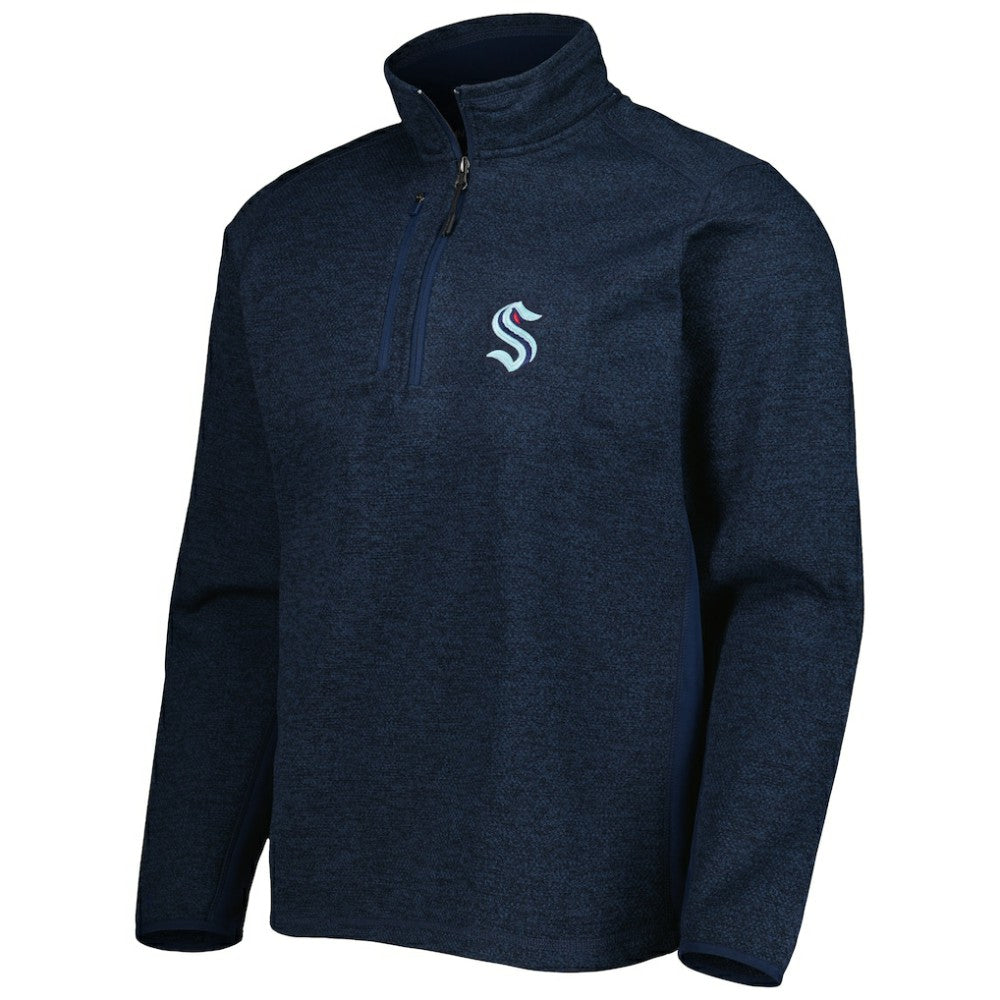 Seattle Kraken Antigua Course Quarter-Zip Jacket - Heathered Deep Sea Blue Jackets