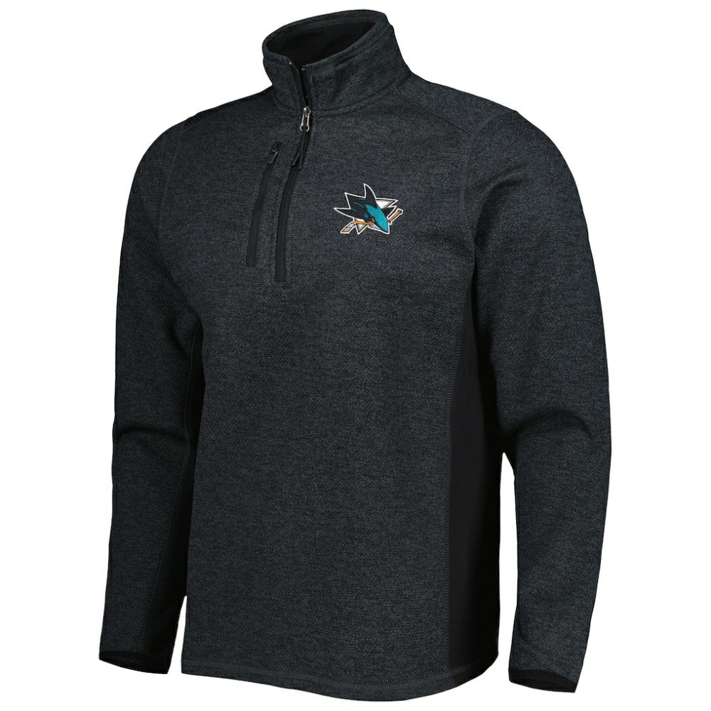 San Jose Sharks Antigua Course Quarter-Zip Jacket - Heathered Black Jackets