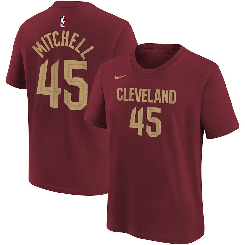 Donovan Mitchell Cleveland Cavaliers Youth Icon Edition Name & Number T-Shirt sale - Wine on sale