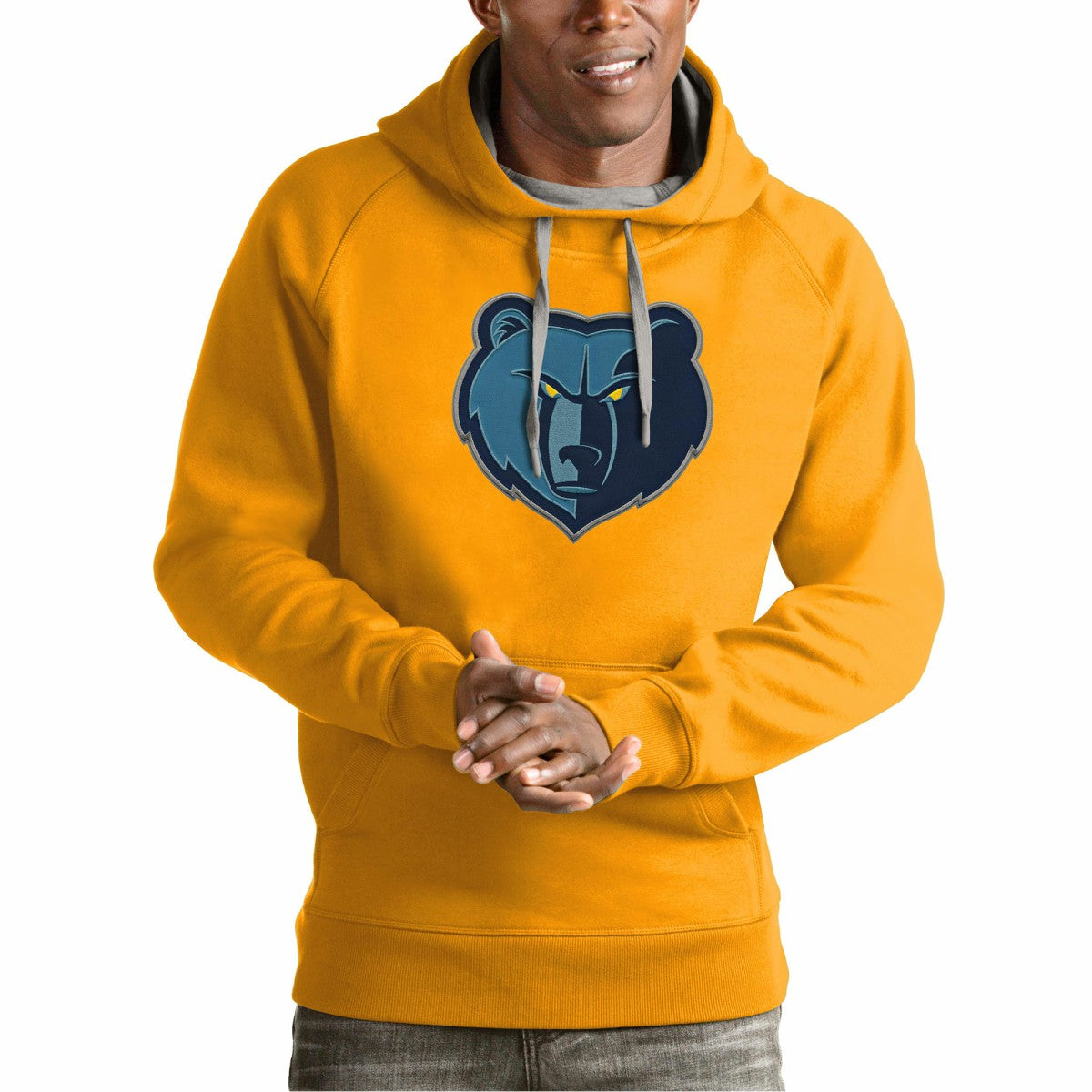 Memphis Grizzlies Antigua Team Logo Victory Pullover Hoodie - Gold shop