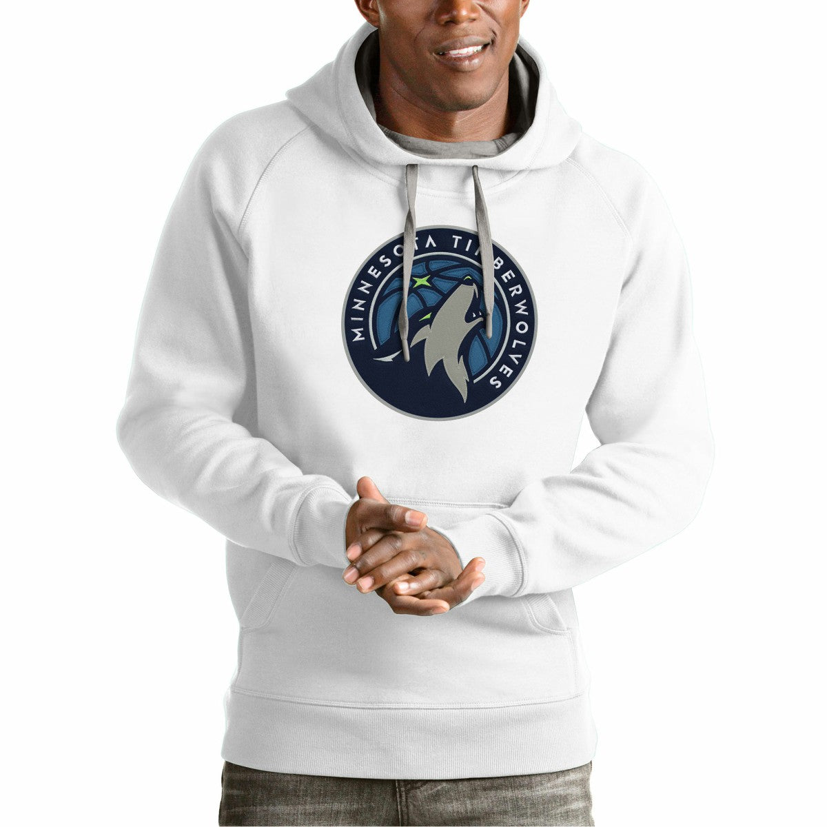 Minnesota Timberwolves Antigua Team Logo Victory Pullover Hoodie - White discount