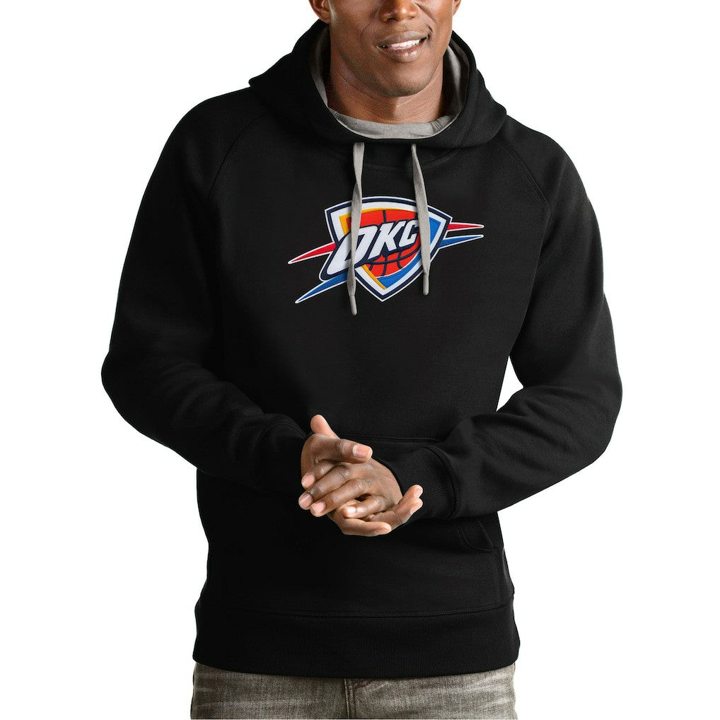 Oklahoma City Thunder Antigua Team Logo Victory Pullover Hoodie - Black shop