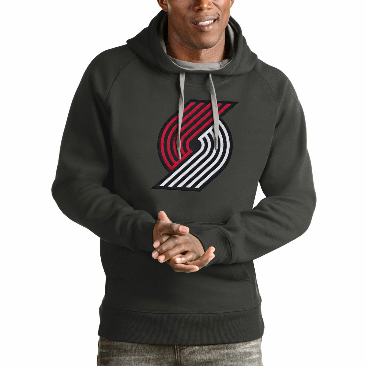 Portland Trail Blazers Antigua Team Logo Victory Pullover Hoodie - Charcoal discount