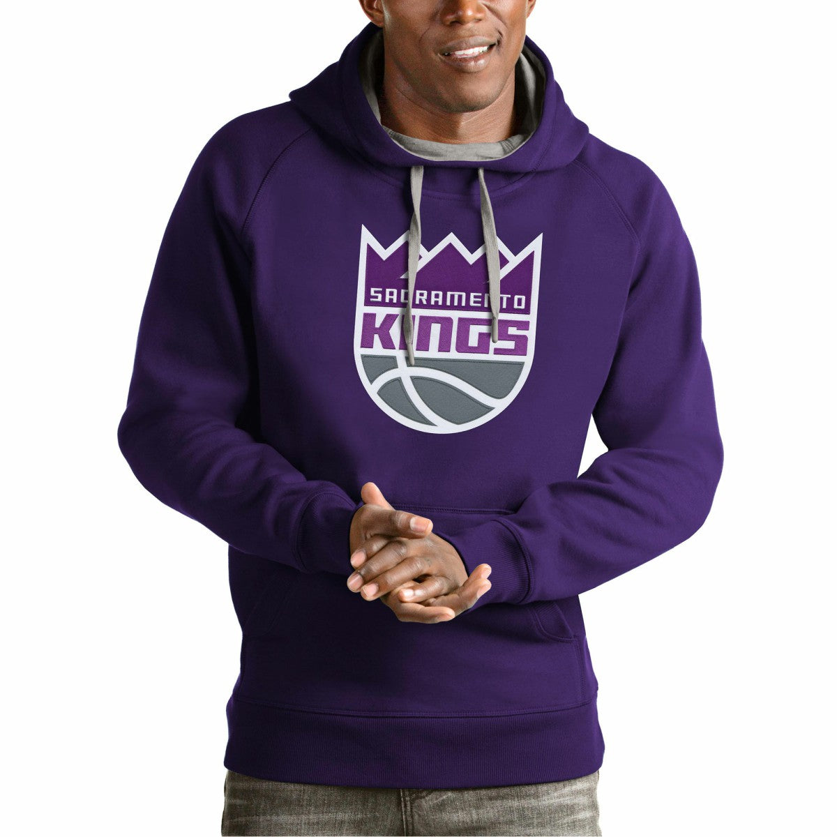Sacramento Kings Antigua Team Logo Victory Pullover Hoodie - Purple cheap