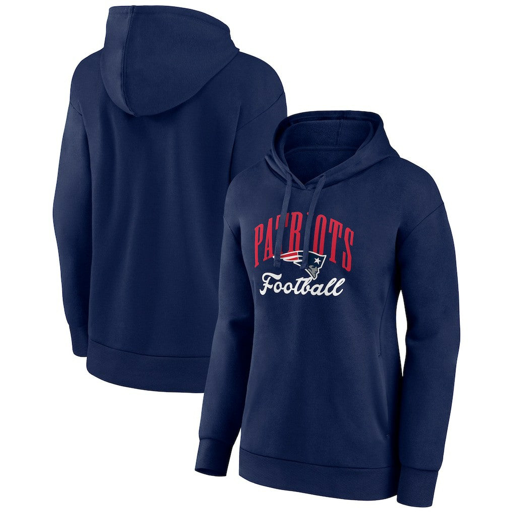 New England Patriots Women's Victory Script Pullover Hoodie - Navy for sale