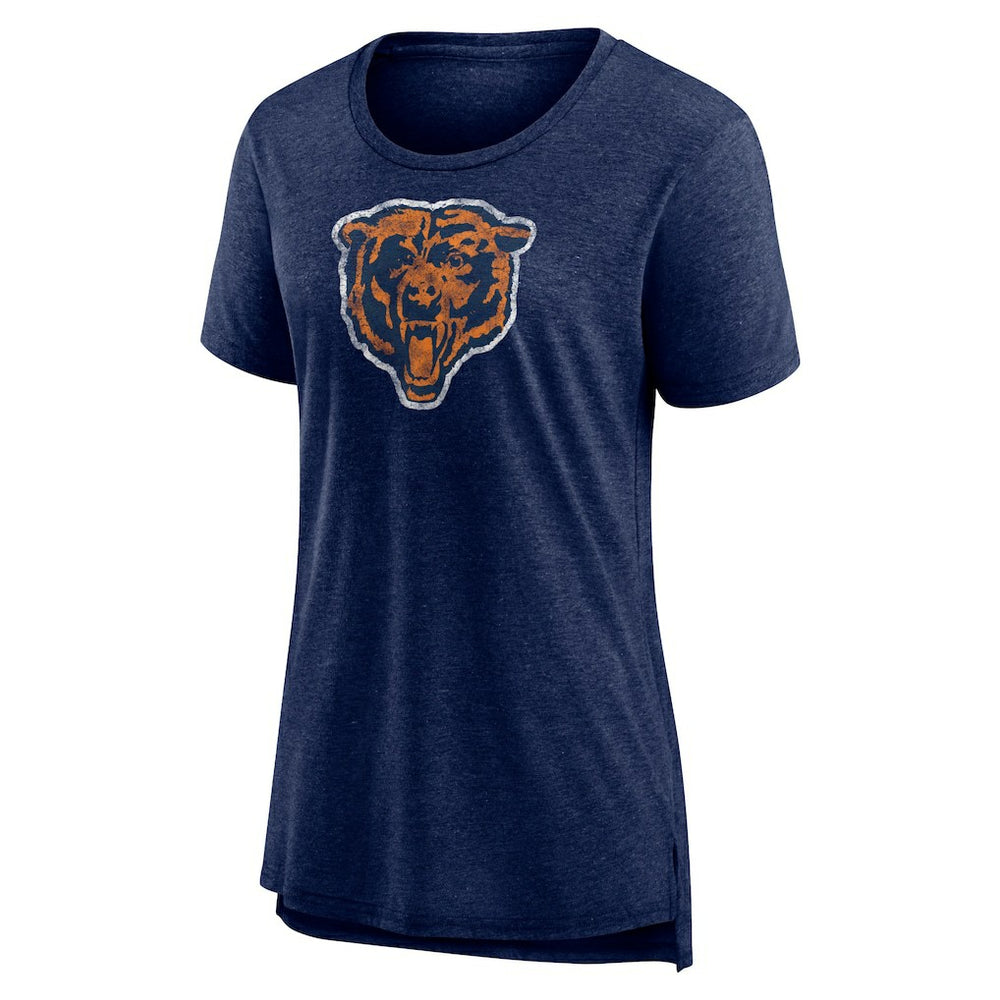 Chicago Bears Women's Throwback Team Logo Tri-Blend T-Shirt - Heather Navy outlet