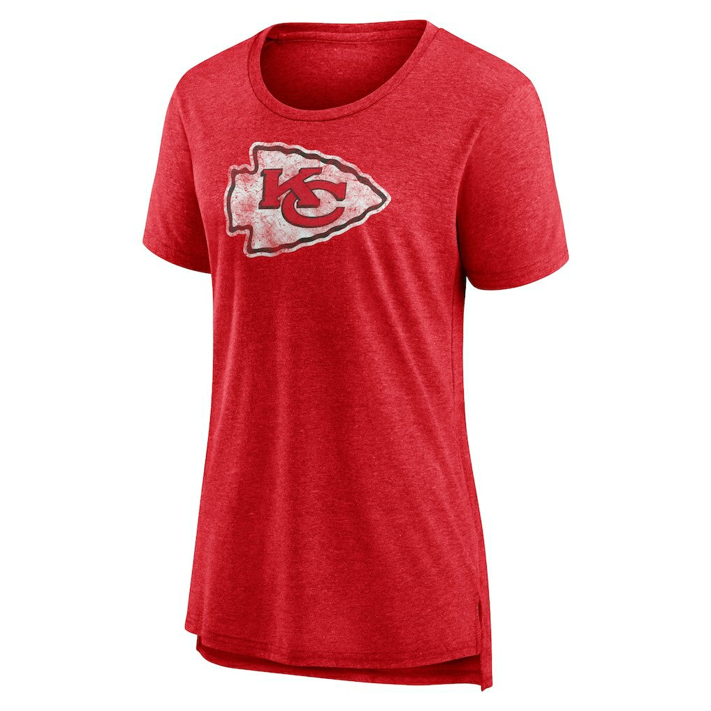 Kansas City Chiefs Women's Throwback Team Logo Tri-Blend T-Shirt - Heather Red outlet