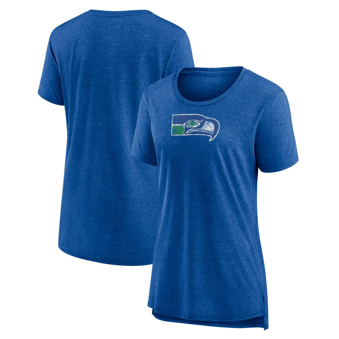 Seattle Seahawks Women's Throwback Team Logo Tri-Blend T-Shirt - Heather Royal for sale
