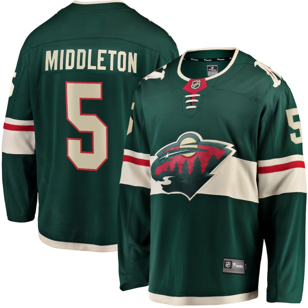 Jake Middleton Minnesota Wild Fanatics Home Breakaway Player Jersey - Green Jerseys