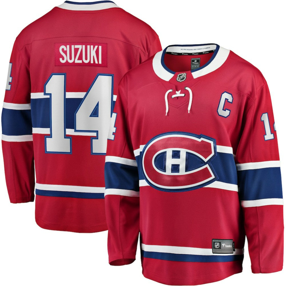 Nick Suzuki Montreal Canadiens Fanatics Home Captain Patch Breakaway Player Jersey - Red Jerseys