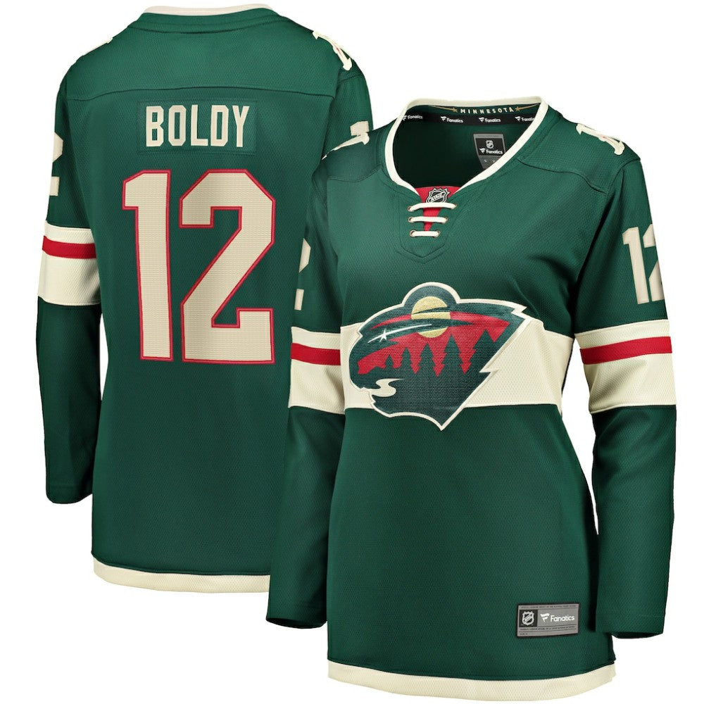 Matthew Boldy Minnesota Wild Fanatics Women's Home Breakaway Player Jersey - Green Jerseys