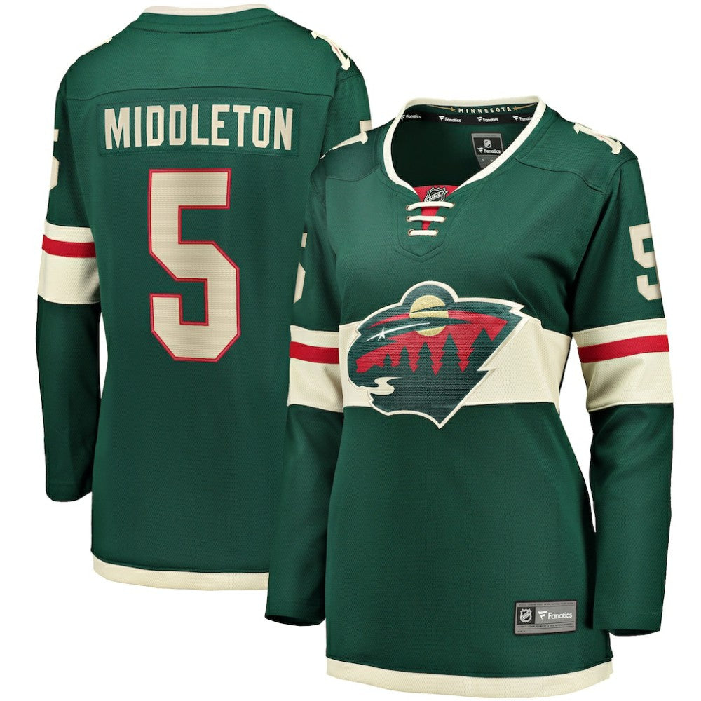 Jake Middleton Minnesota Wild Fanatics Women's Home Breakaway Player Jersey - Green Jerseys