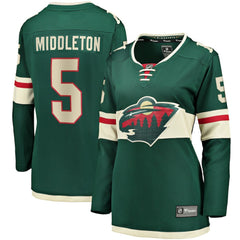 Jake Middleton Minnesota Wild Fanatics Women's Home Breakaway Player Jersey - Green Jerseys