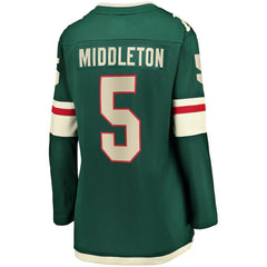 Jake Middleton Minnesota Wild Fanatics Women's Home Breakaway Player Jersey - Green Jerseys