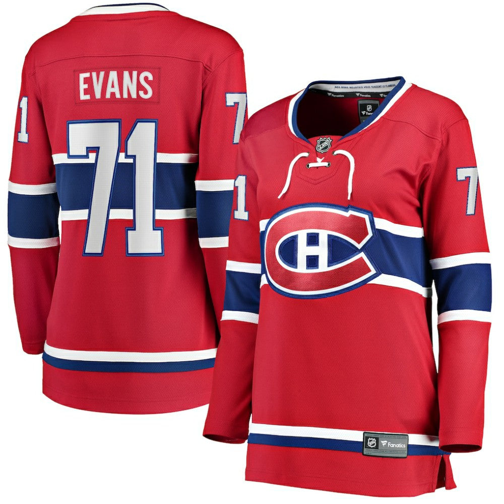 Jake Evans Montreal Canadiens Fanatics Women's Home Breakaway Player Jersey - Red Jerseys