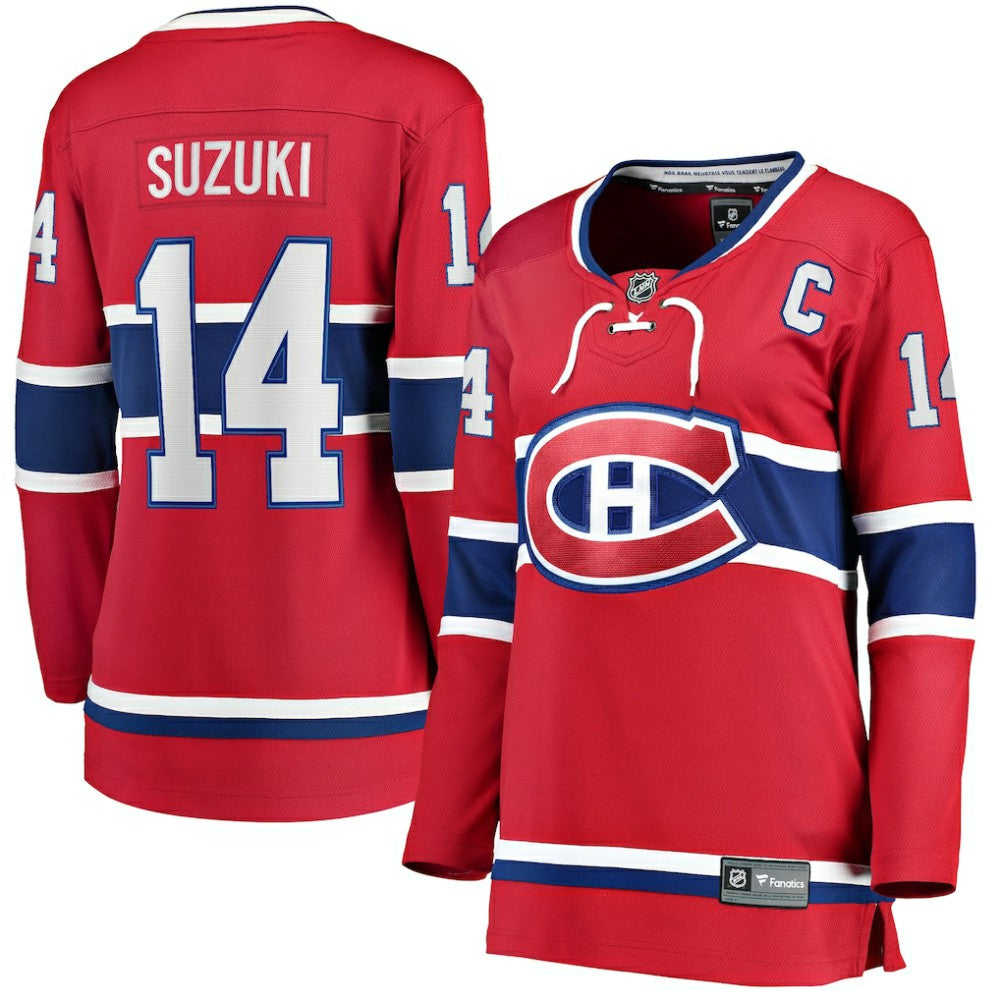 Nick Suzuki Montreal Canadiens Fanatics Women's Home Captain Patch Breakaway Player Jersey - Red Jerseys