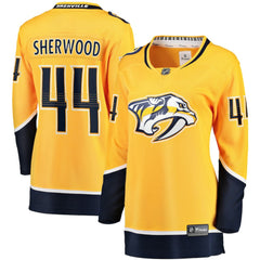 Kiefer Sherwood Nashville Predators Fanatics Women's Home Breakaway Player Jersey - Gold Jerseys