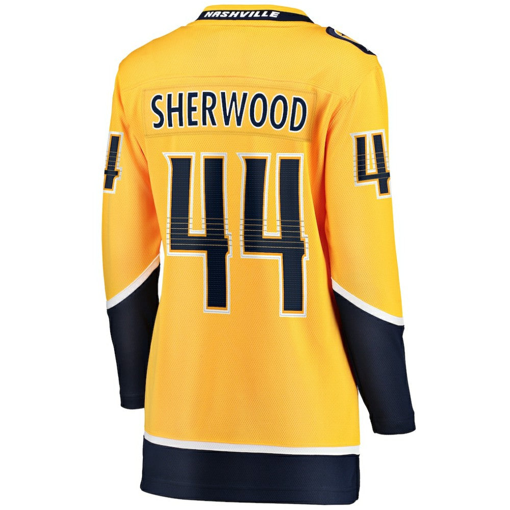 Kiefer Sherwood Nashville Predators Fanatics Women's Home Breakaway Player Jersey - Gold Jerseys