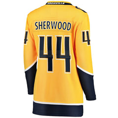 Kiefer Sherwood Nashville Predators Fanatics Women's Home Breakaway Player Jersey - Gold Jerseys