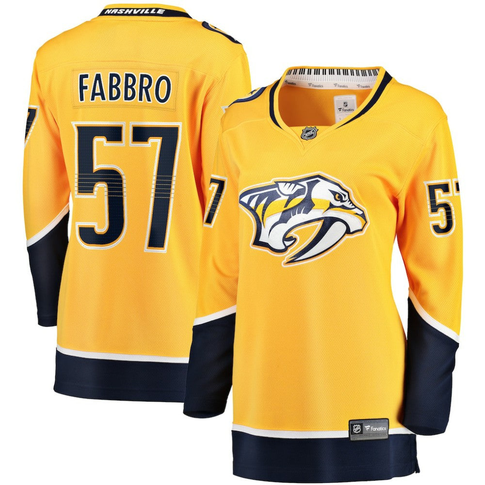 Dante Fabbro Nashville Predators Fanatics Women's Home Breakaway Player Jersey - Gold Jerseys