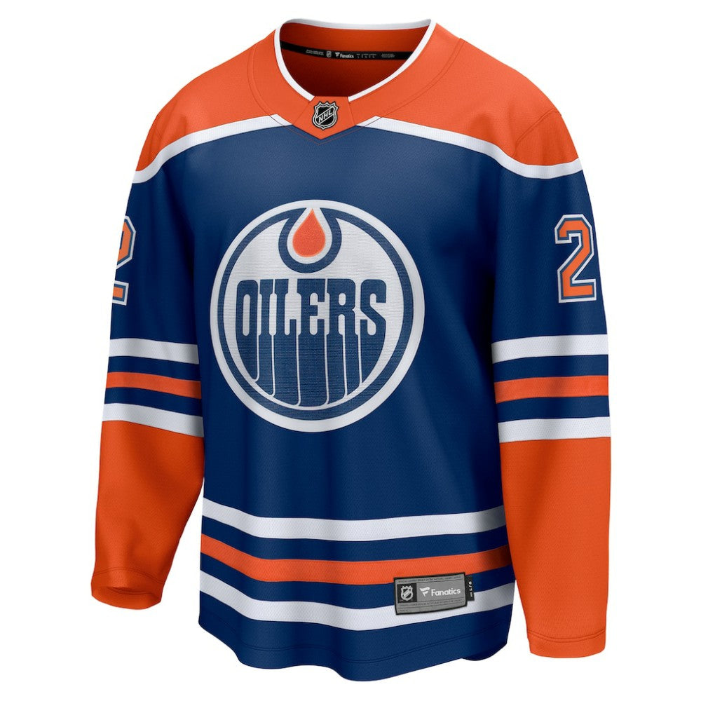 Evan Bouchard Edmonton Oilers Fanatics Home Breakaway Player Jersey - Royal Jerseys