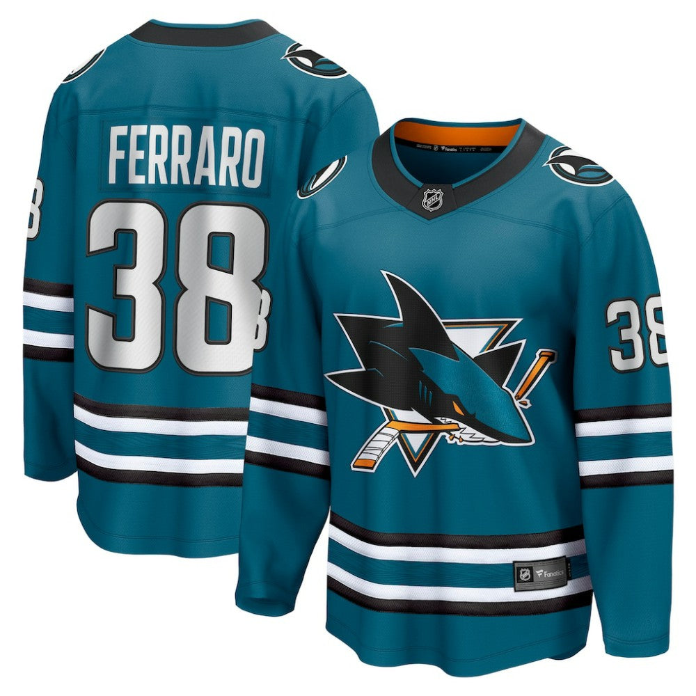 Mario Ferraro San Jose Sharks Fanatics Home Breakaway Player Jersey - Teal Jerseys
