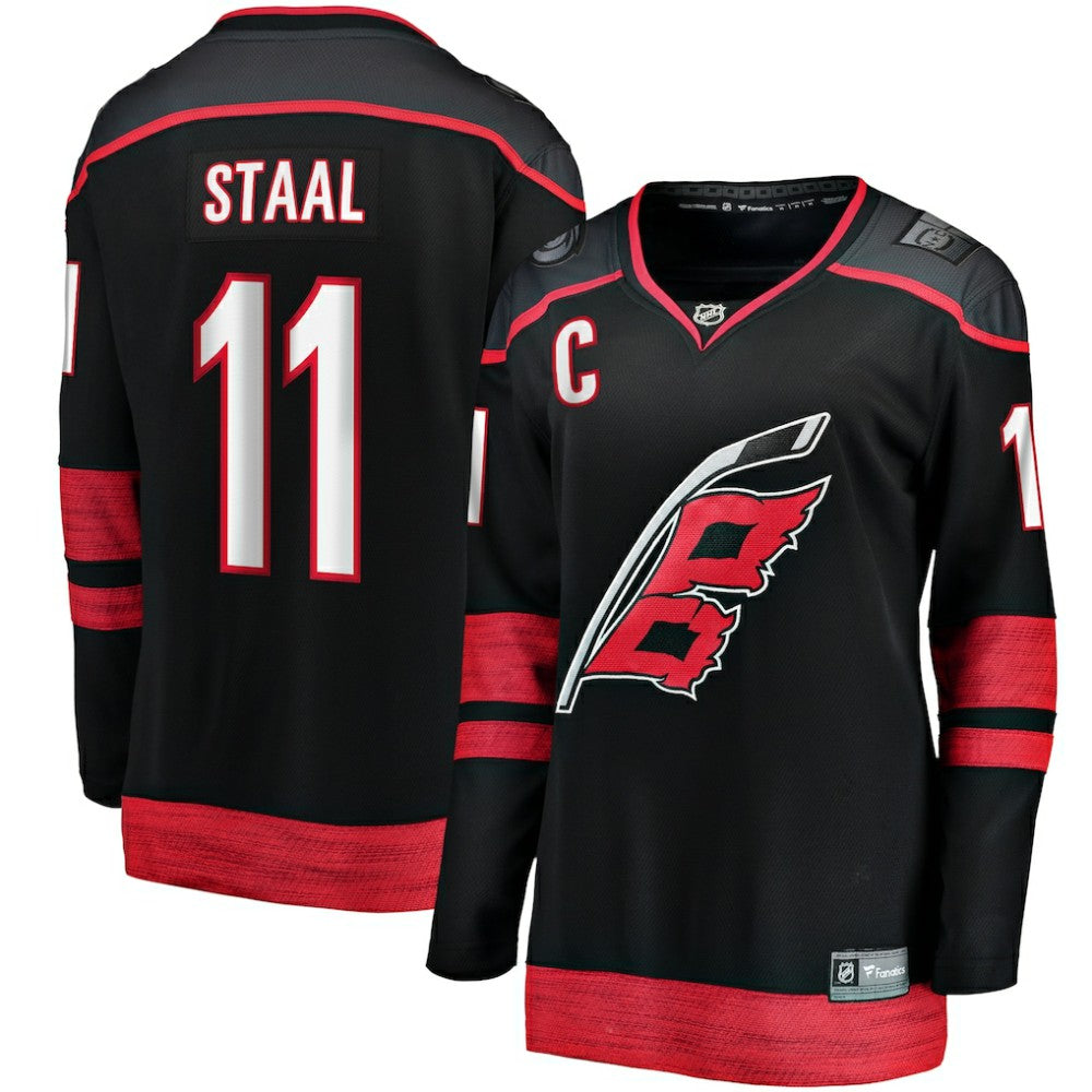 Jordan Staal Carolina Hurricanes Fanatics Women's Home Captain Patch Breakaway Player Jersey - Black Jerseys