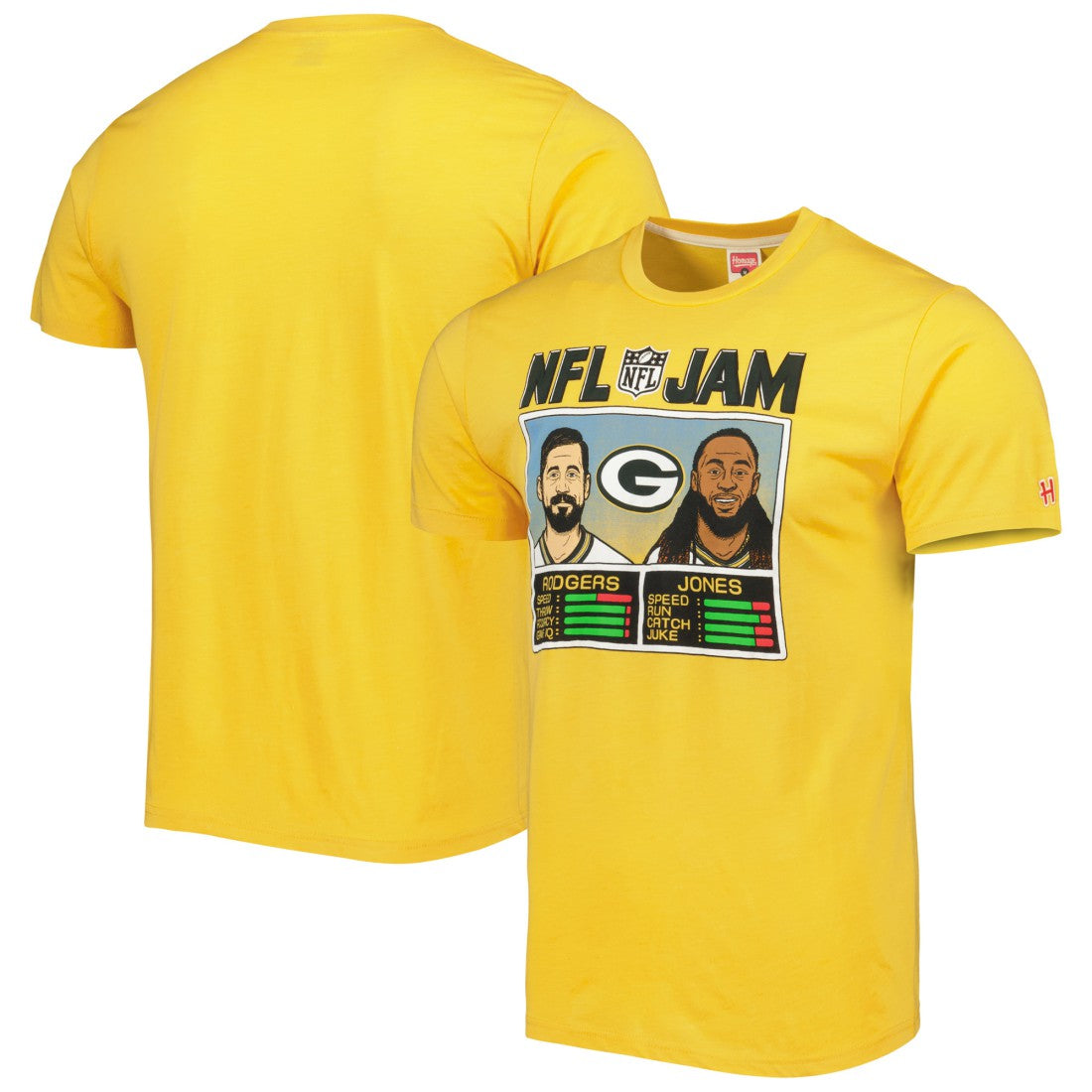Aaron Rodgers & Aaron Jones Green Bay Packers Homage Unisex NFL Jam Tri-Blend T-Shirt - Heather Gold online