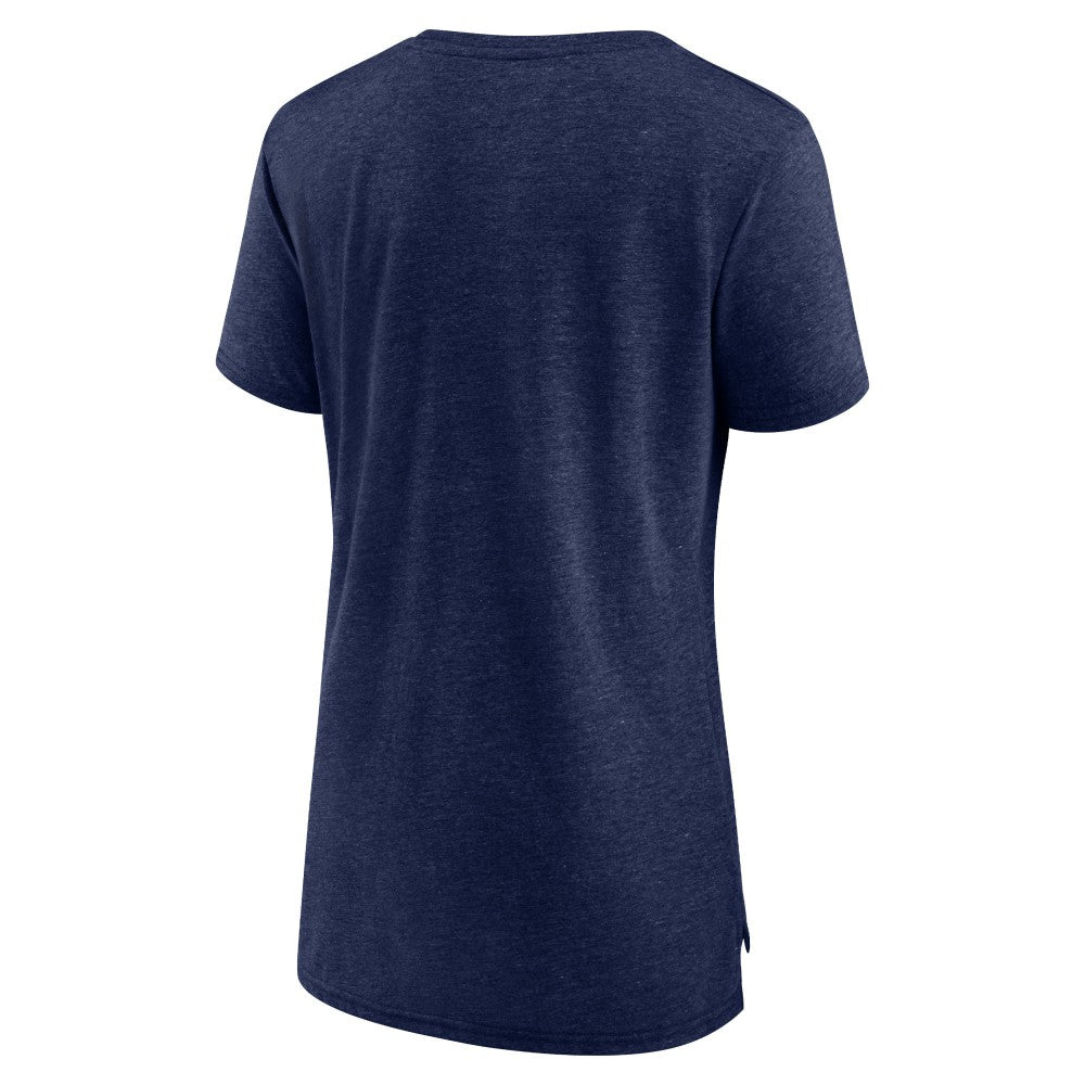 Cleveland Guardians Women's Official Wordmark Tri-Blend T-Shirt Heather Navy