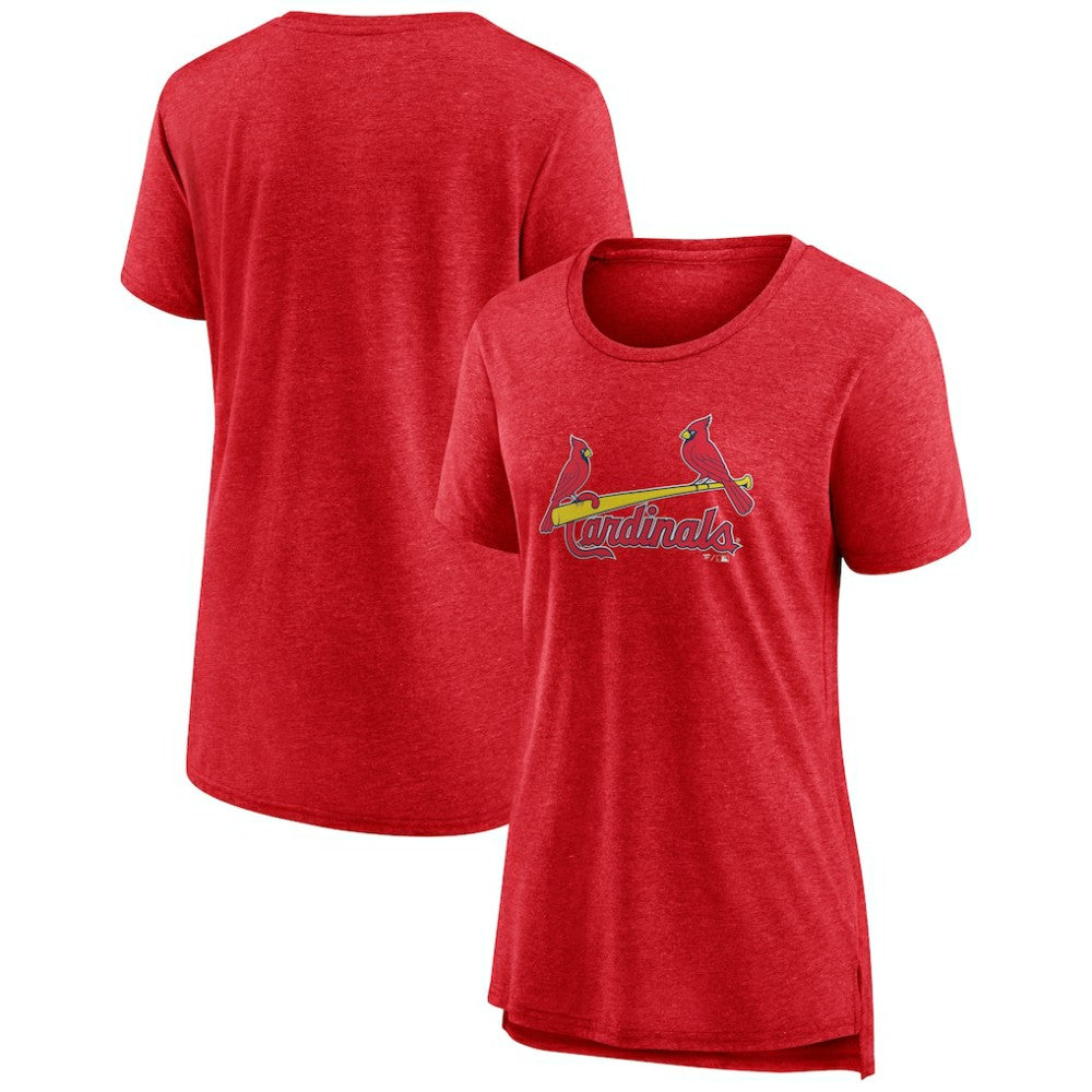 St. Louis Cardinals Women's Official Wordmark Tri-Blend T-Shirt Heather Red