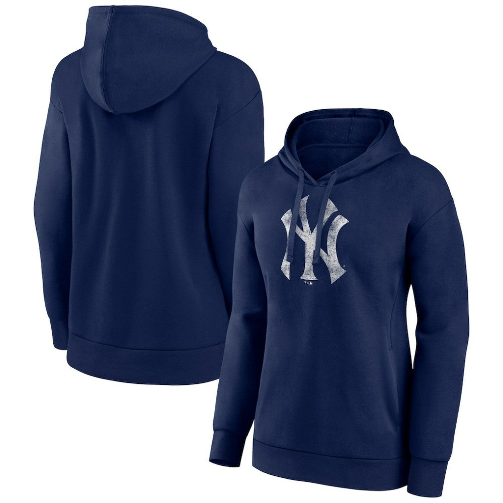 New York Yankees Women's Distressed Team Pullover Hoodie Navy