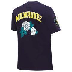 Milwaukee Brewers Pro Standard Women's Roses Fitted T-Shirt Navy