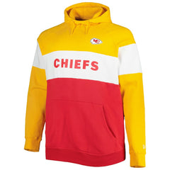 Kansas City Chiefs New Era Big & Tall Current Colorblock Raglan Fleece Pullover Hoodie - Red/Gold discount