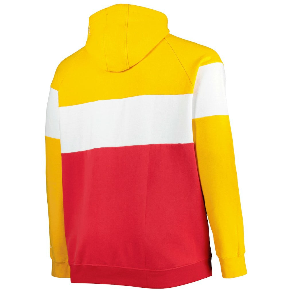 Kansas City Chiefs New Era Big & Tall Current Colorblock Raglan Fleece Pullover Hoodie - Red/Gold discount