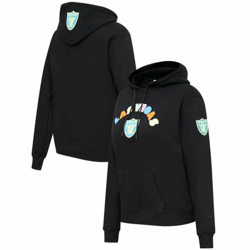 Las Vegas Raiders Pro Standard Women's Neon Fleece Pullover Hoodie - Black on sale