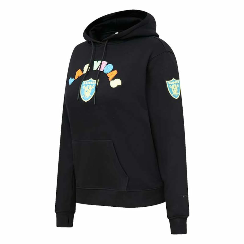 Las Vegas Raiders Pro Standard Women's Neon Fleece Pullover Hoodie - Black on sale
