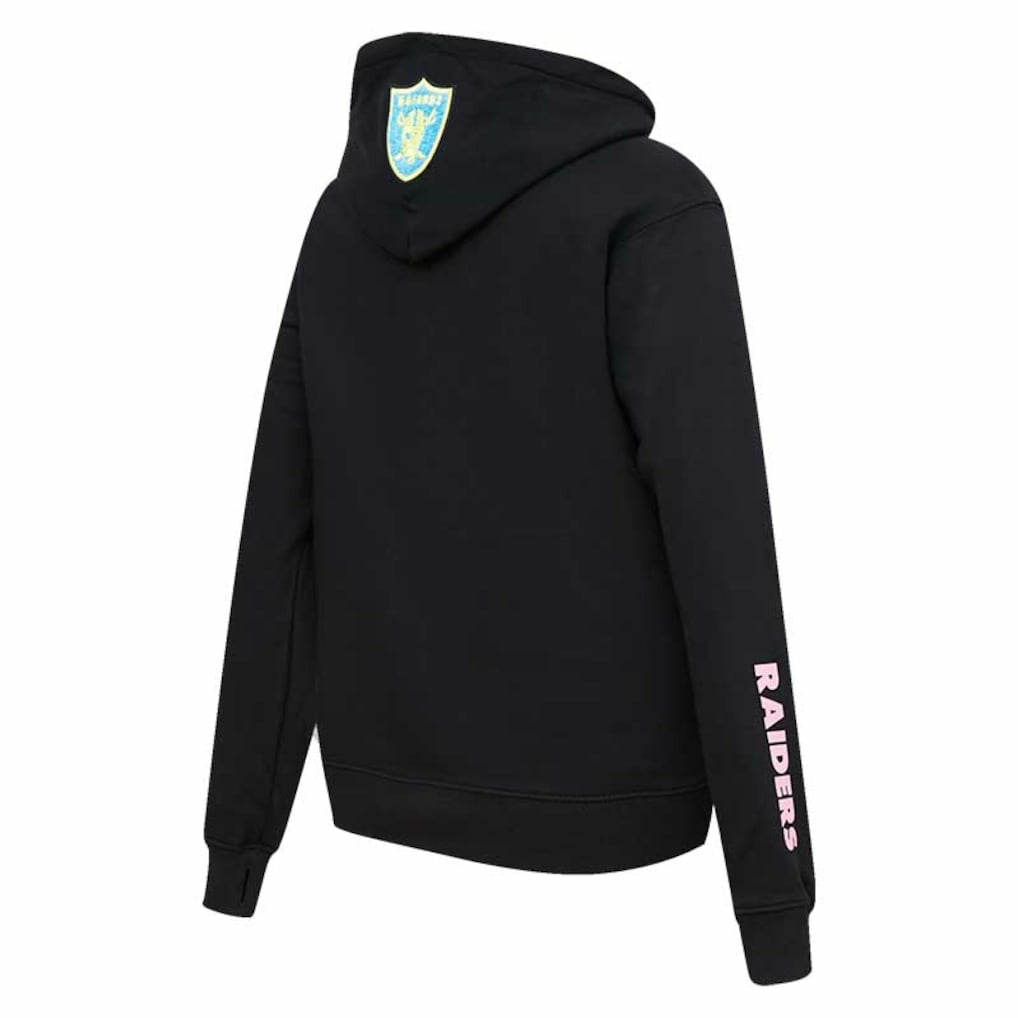 Las Vegas Raiders Pro Standard Women's Neon Fleece Pullover Hoodie - Black on sale