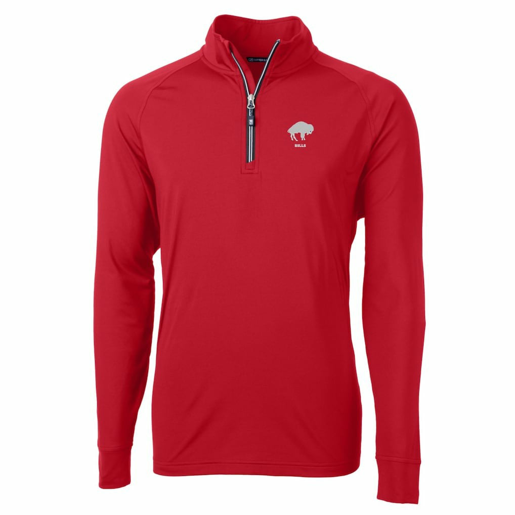 Buffalo Bills Cutter & Buck Adapt Eco Knit Stretch Recycled Big & Tall Quarter-Zip Throwback Pullover Top - Red for sale